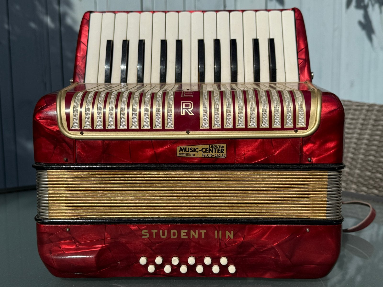 Hohner Student II N Accordeon - Rood - In uitstekende staat, Muziek en Instrumenten, 48-bas, Zo goed als nieuw, Met koffer, Hohner