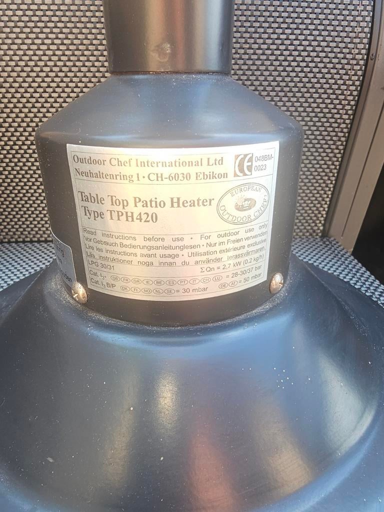 Outdoor Chef International Tafelmodel Terrasverwarmer, Ophalen, Gebruikt, Gas, Vloer