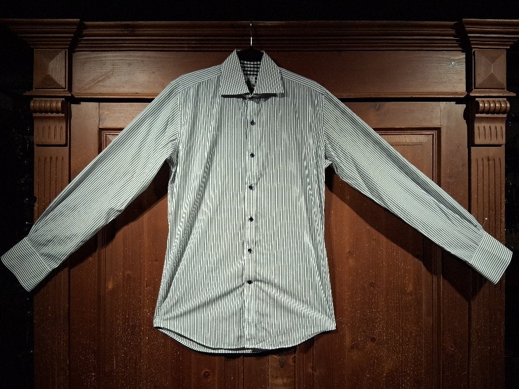 Overhemd wit donkerblauw tapered fit M Arrow, Ophalen of Verzenden, Zo goed als nieuw, Blauw, Halswijdte 39/40 (M)