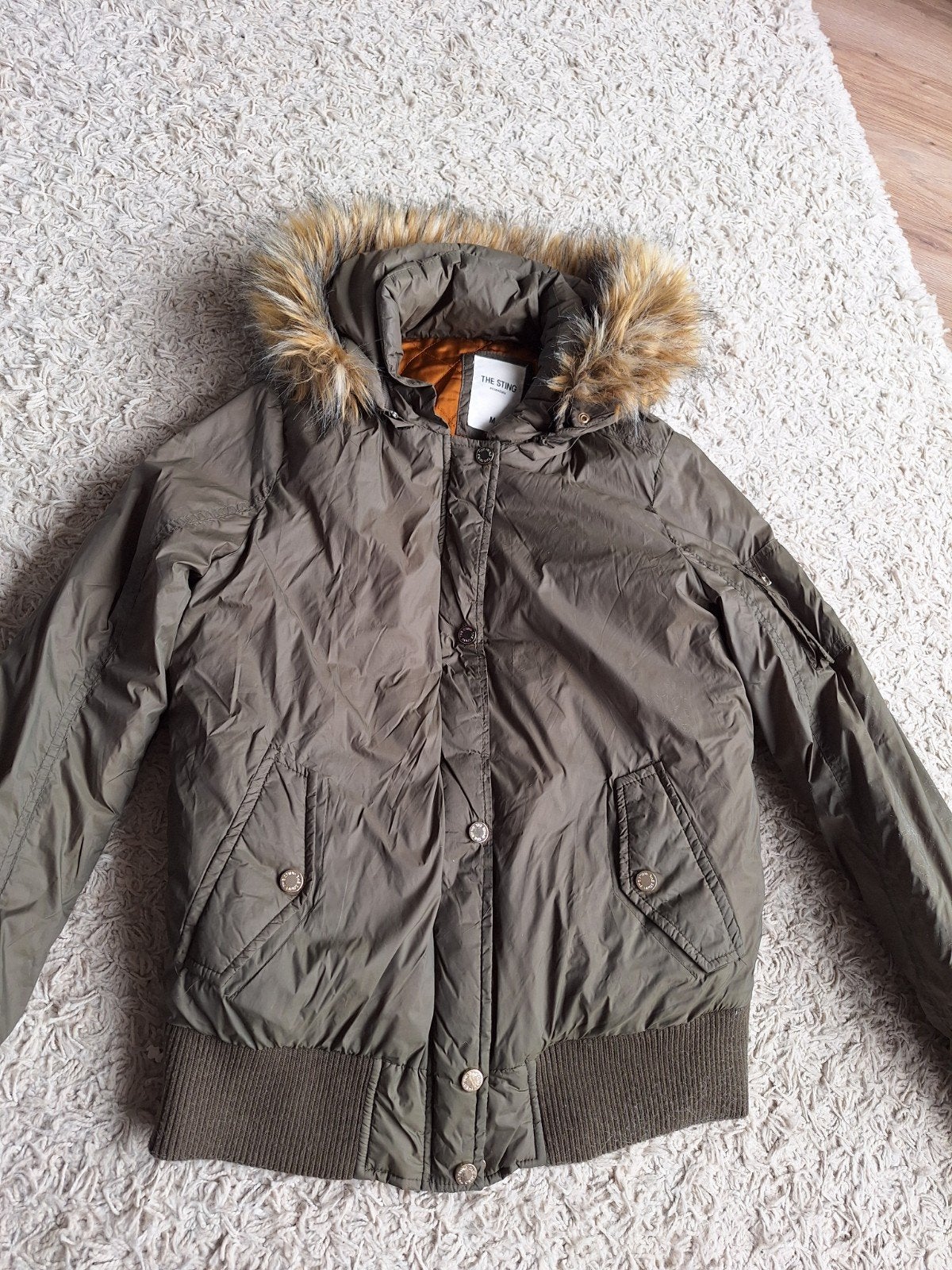 The Sting Essentials winterjas met bontkraag, maat M, THE STING, Gedragen, Groen, Ophalen