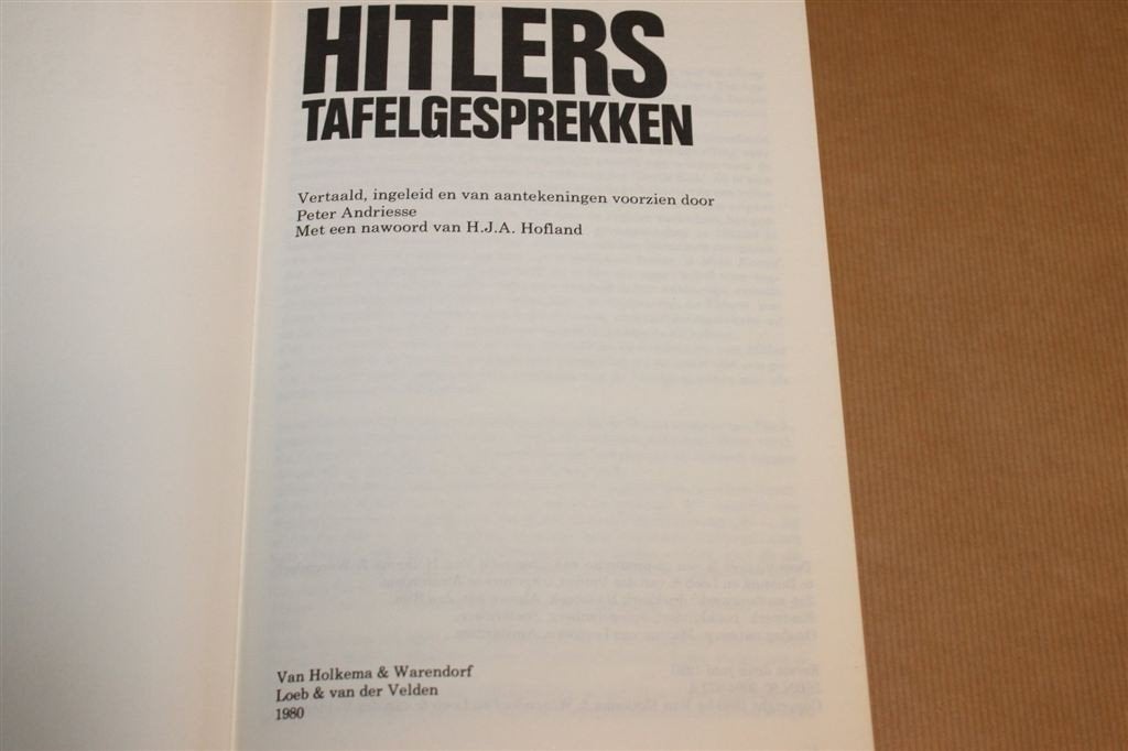 Hitlers Tafelgesprekken — WOII 1941-1944, Hardcover + Omslag, Ophalen of Verzenden, Tweede Wereldoorlog, Gelezen, Overige onderwerpen