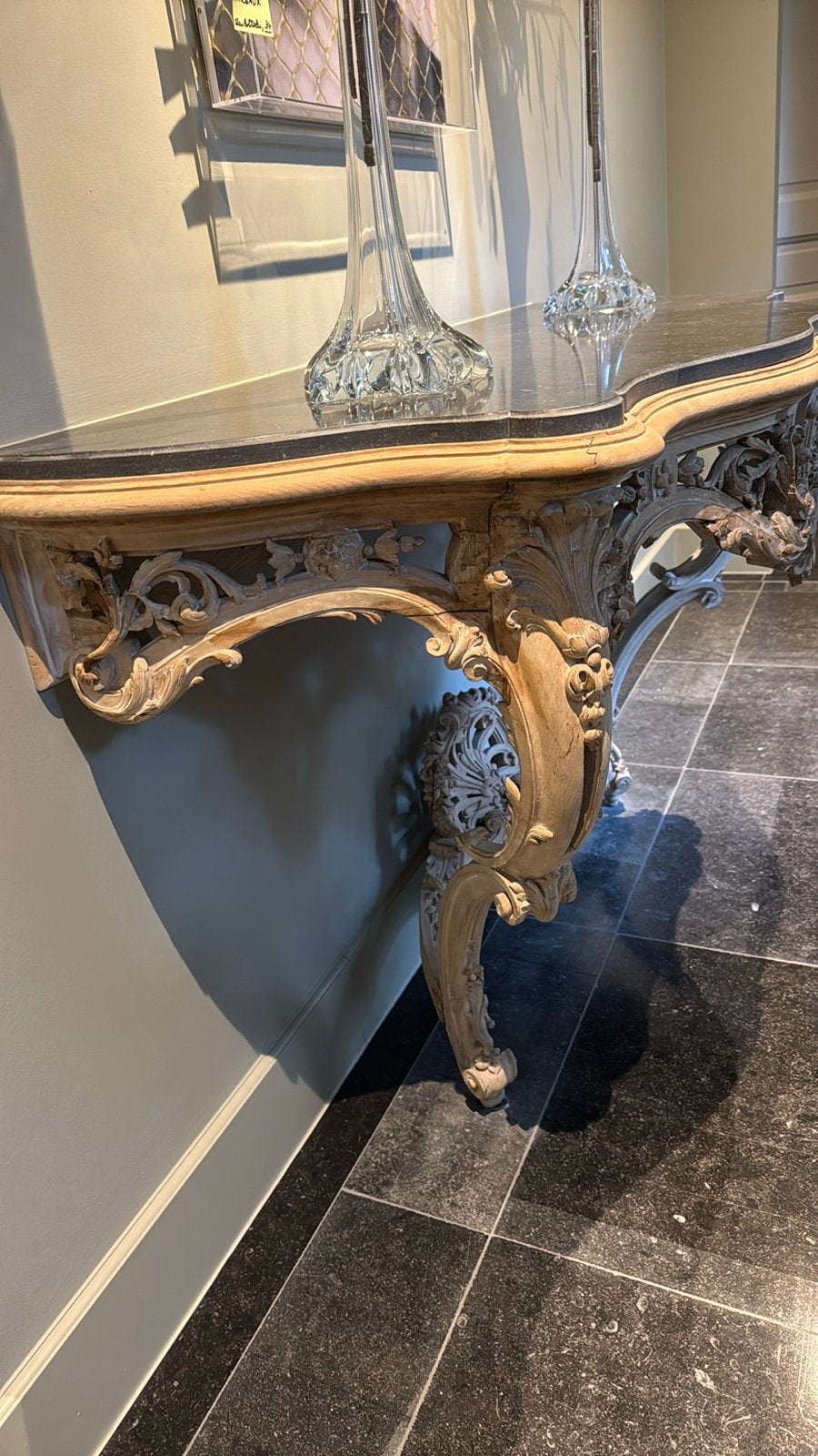 Antieke Console Louis XV Rococo Stijl met Marmeren Inleg, Ophalen