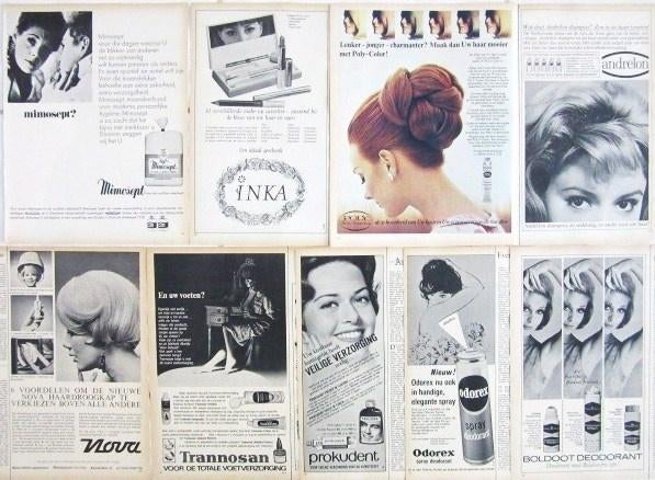 Advertenties reclames uit 1966 - Persoonlijke verzorging, Verzamelen, Ophalen of Verzenden, Gebruikt, Overige typen