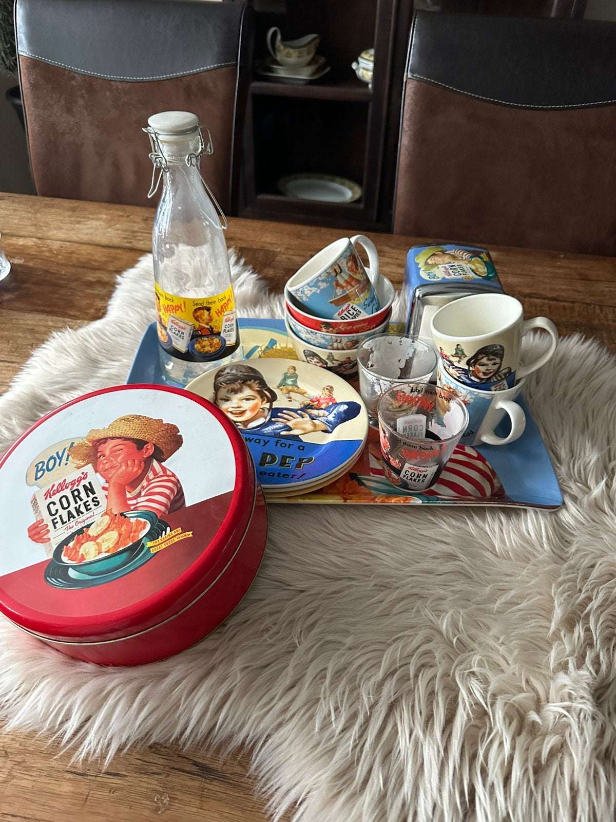 Kellogg’s Cornflakes servies, Gebruikt, Overige merken, Vintage, Ophalen of Verzenden
