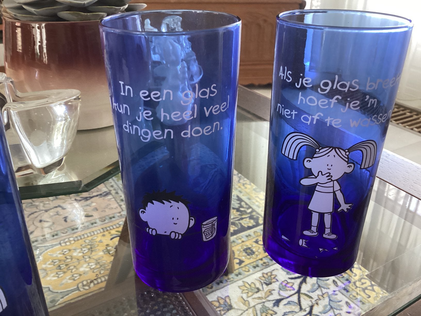 Glas met tekst // per stuk. Bleu band 1999, Ophalen of Verzenden, Zo goed als nieuw, Bierglas