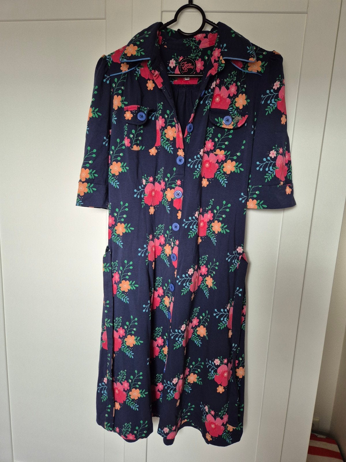 Jurk Tante Betsy - XL, Blauw, Maat 46/48 (XL) of groter, Ophalen of Verzenden, Zo goed als nieuw