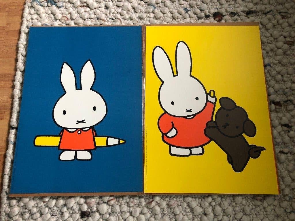 Set van 4 Originele Dick Bruna Kunstposters (Nijntje) Mercis, Ophalen of Verzenden, Wanddecoratie, Papier/karton