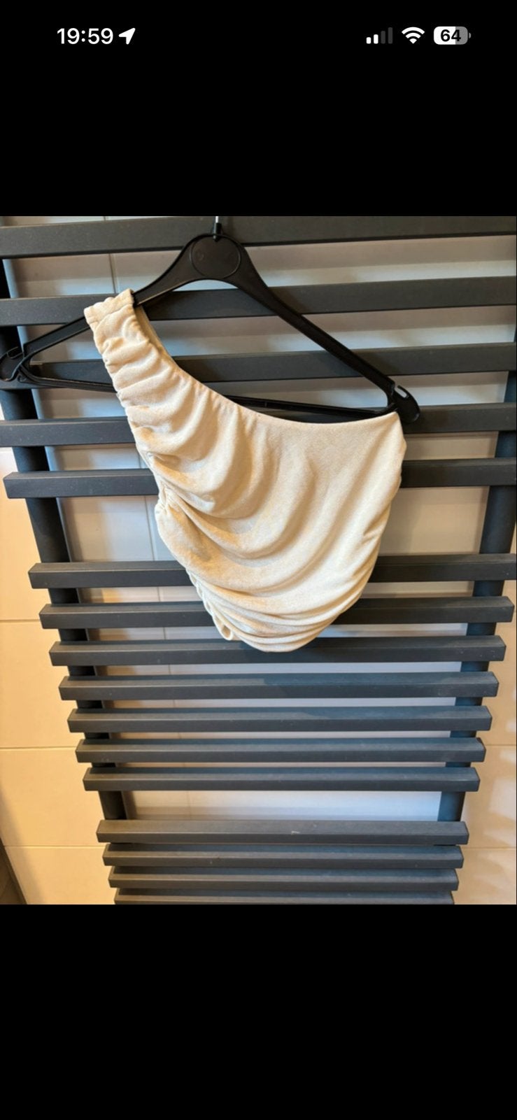 Shein one-shoulder top maat S, Verzenden, Beige, Zo goed als nieuw, Maat 36 (S)