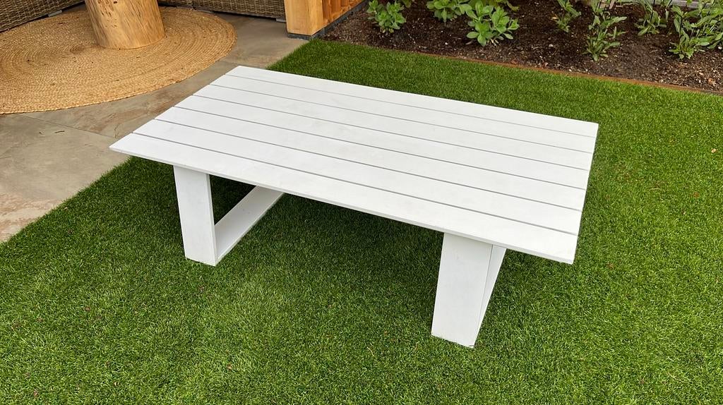 Witte salontafel voor binnen of buiten, Tuin en Terras, Tuintafels, Gebruikt, Rechthoekig, Hout, Ophalen