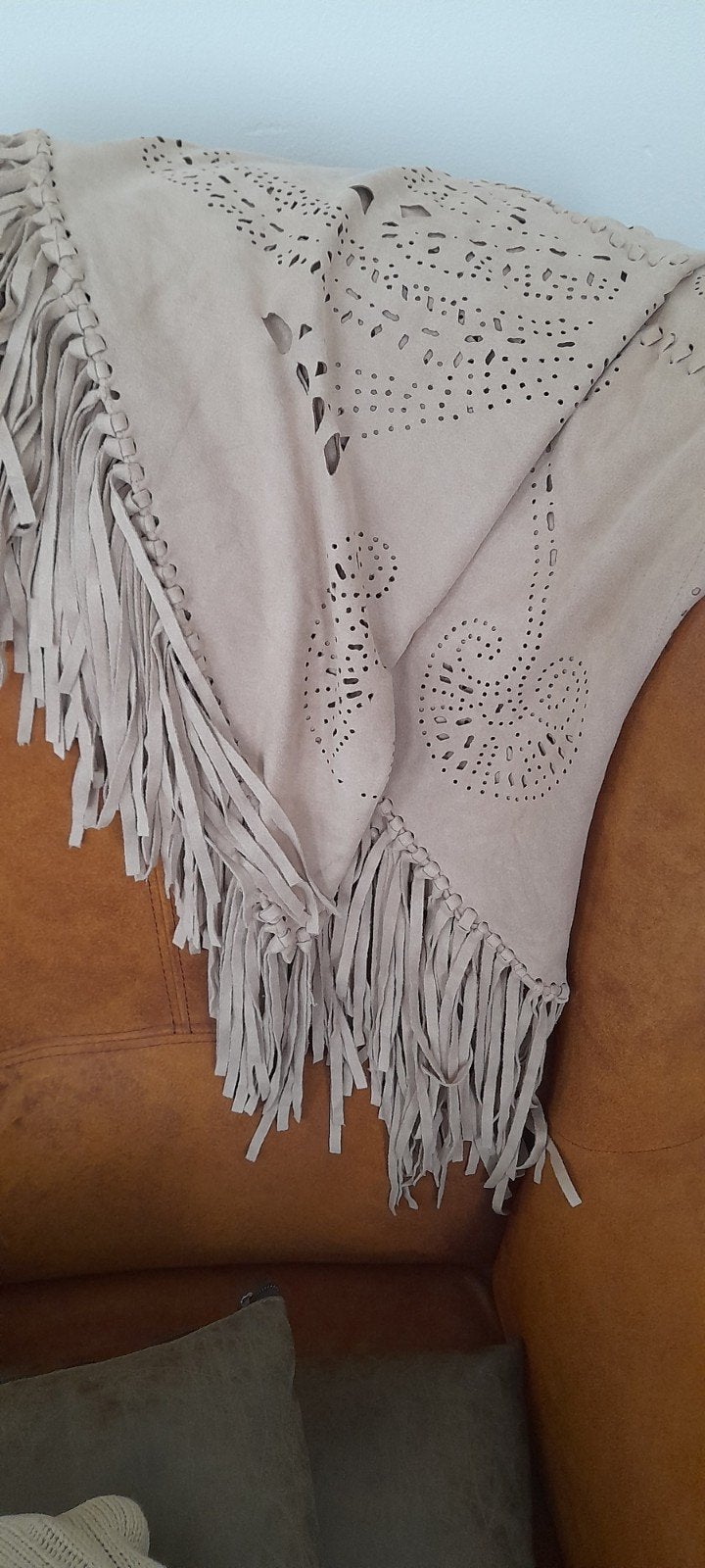 Ibiza Stijl Suèdine Omslagdoek/Sjaal met Franjes, Ophalen of Verzenden, Nieuw