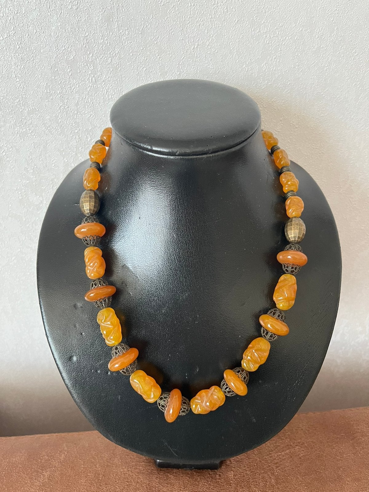 Vintage ketting amber, Ophalen of Verzenden, Zo goed als nieuw, Overige materialen