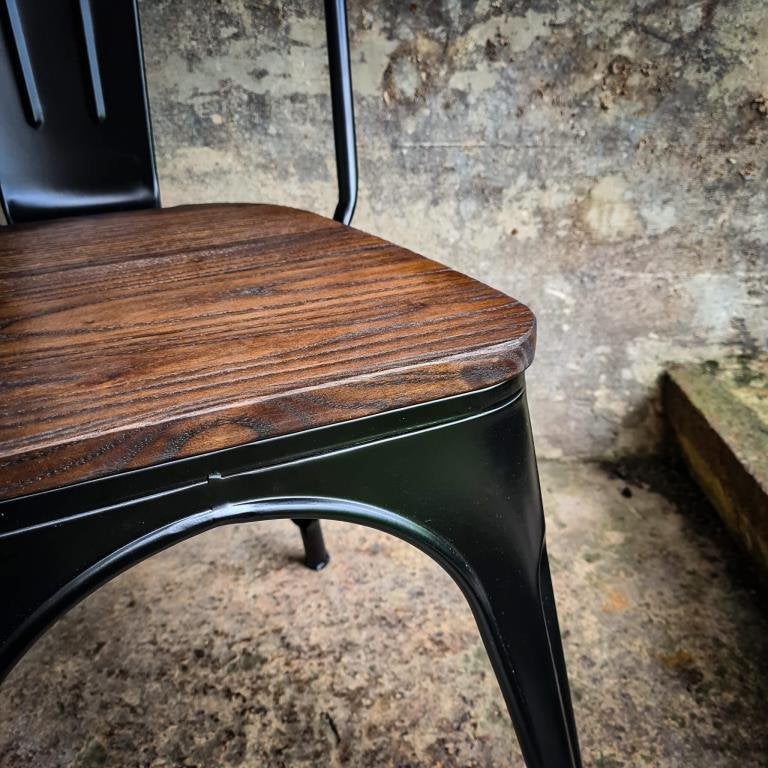 Lix Xavier Pauchard metalen horeca stoelen met hout 833, Bruin, Nieuw, Ophalen of Verzenden, Vijf, Zes of meer stoelen