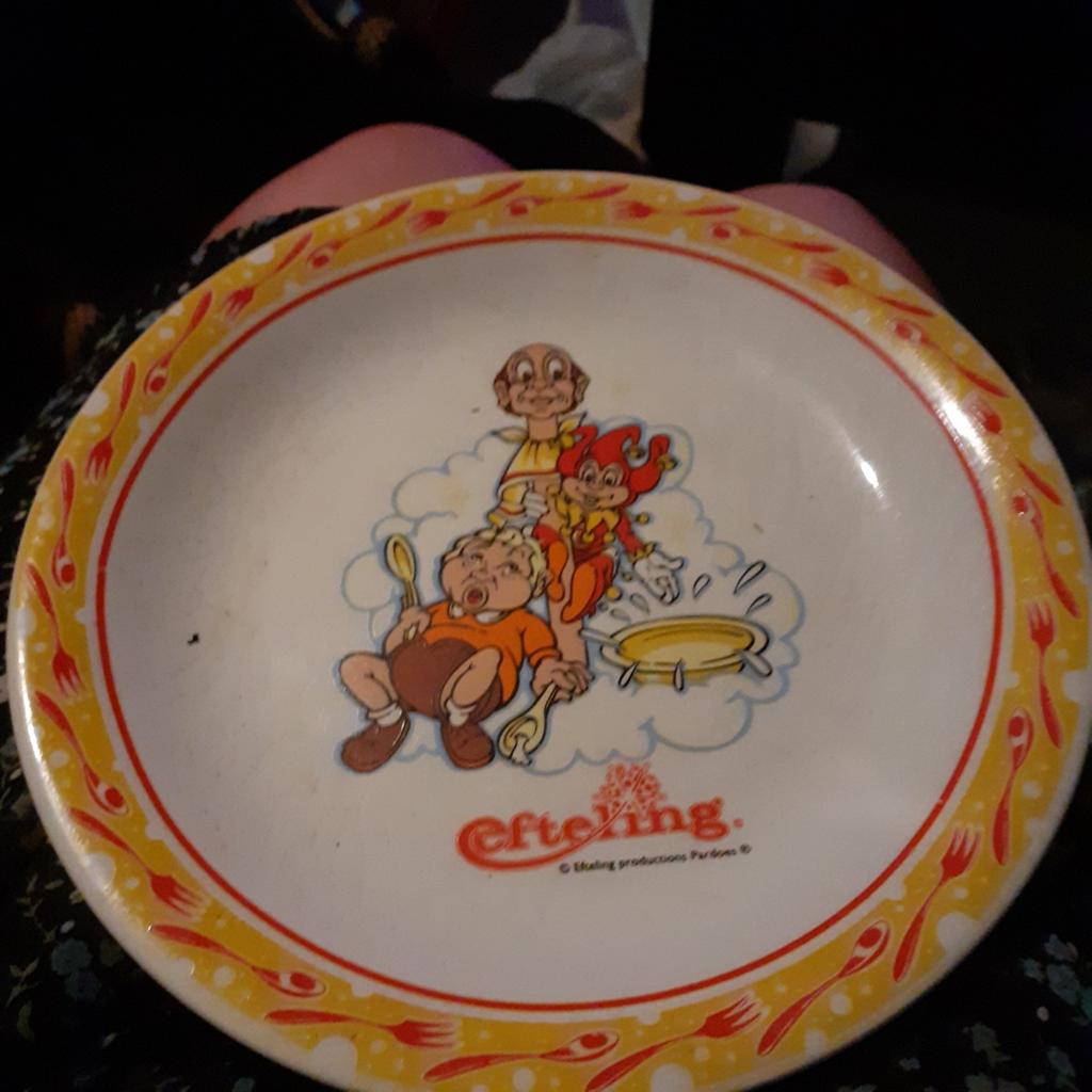 Vintage Efteling bordje met Pardoes en Pardijn, Ophalen, Gebruikt, Gebruiksvoorwerp