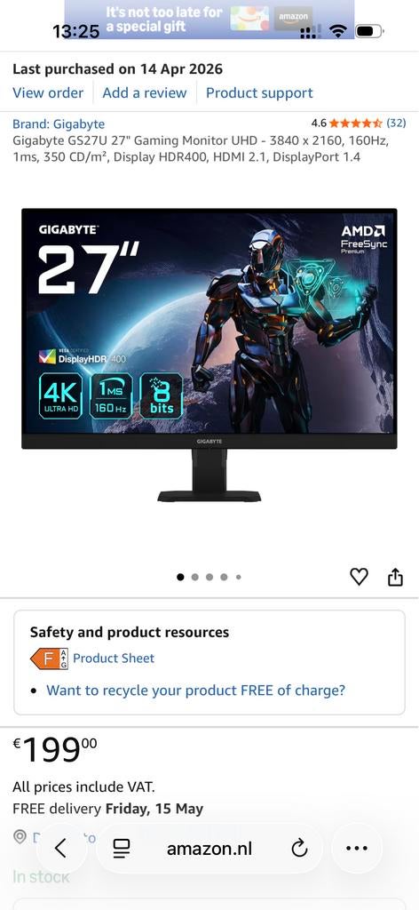 Gigabyte GS27U 27" 4K Gaming Monitor - Z.G.A.N., Gaming, Ophalen of Verzenden, 1 tot 2 ms, 151 t/m 200 Hz
