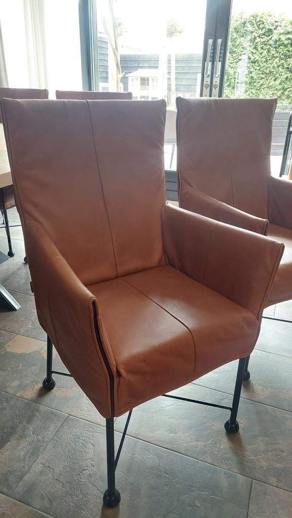 4 óf 8 Montis Chaplin eetkamerstoelen, Ophalen of Verzenden, Zwart, Leer