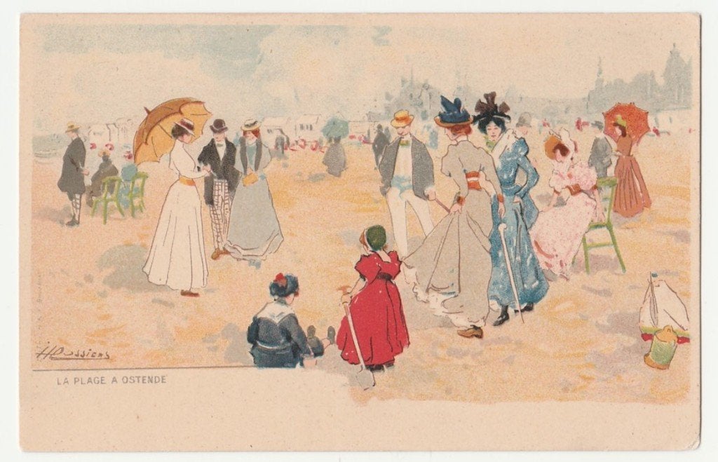 H. Cassiers.   Het strand van Oostende.  Illustrateurs., Verzamelen, Verzenden, Voor 1920, Ongelopen, Overige thema's