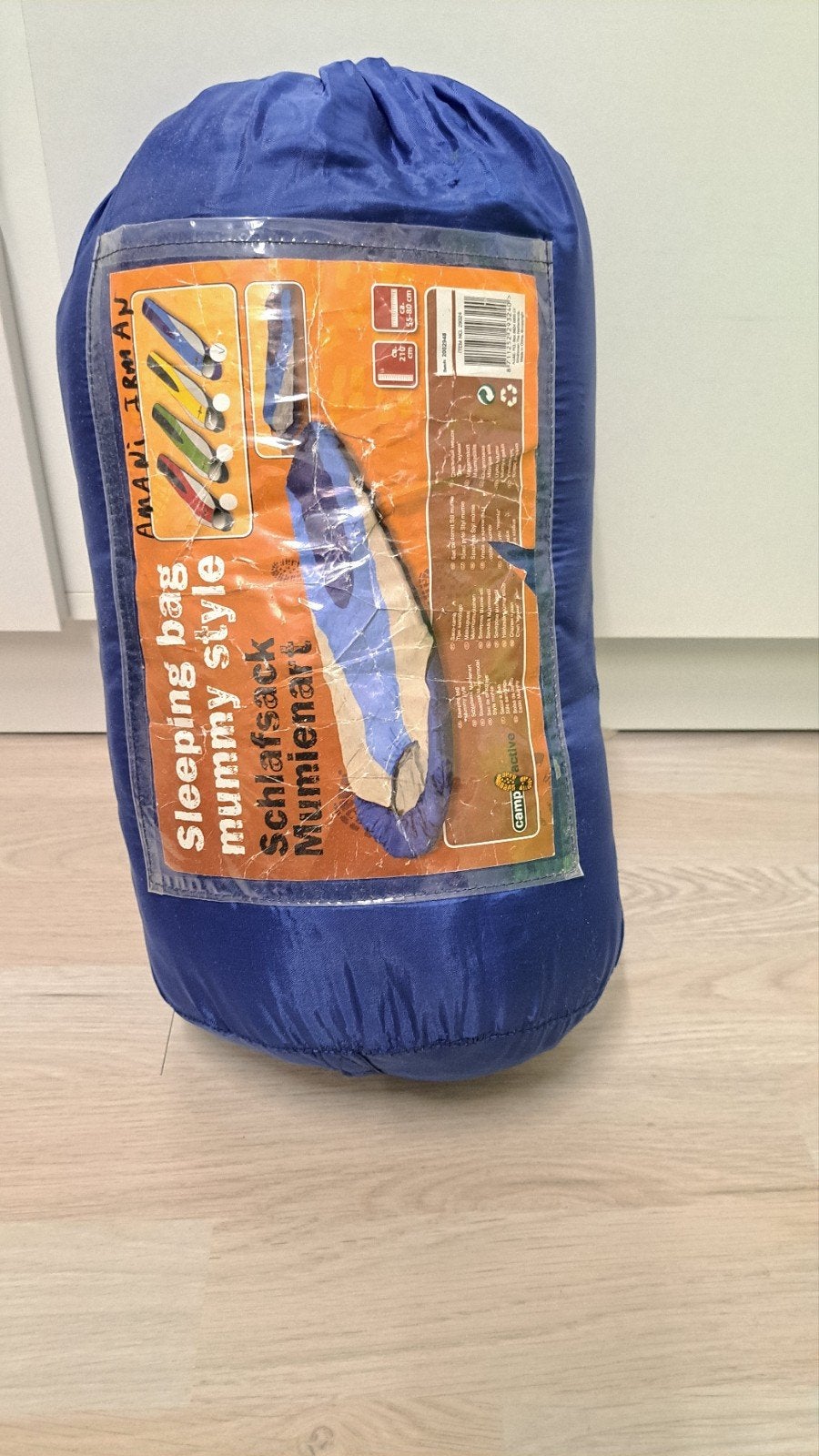 Blauwe mummieslaapzak 1-persoons – Camp Active (210 cm), Ophalen, Zo goed als nieuw