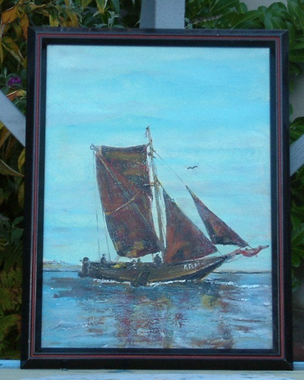 oude visserij op de zeil Jac Caljouw Arnemuiden schilderijen, Maritiem / water, Doek, Ophalen of Verzenden, Gesigneerd