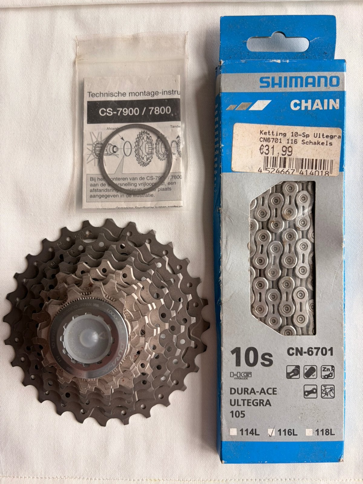 NIEUW Shimano Dura-Ace CS-7900 10-speed 11-28T + ketting, Ophalen, Titanium, Nieuw, Derailleur of Ketting