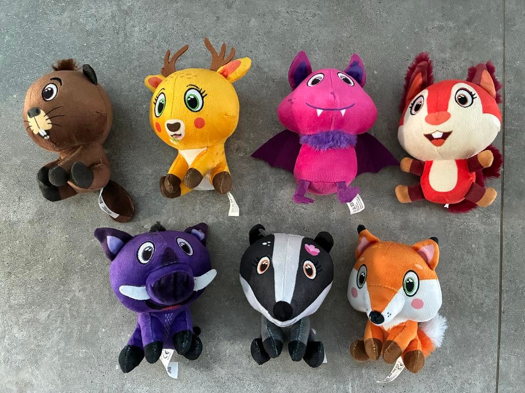 Lidl knuffels bosdieren mini's bosmini's 7 stuks!, Lidl, Overige karakters, Ophalen of Verzenden, Zo goed als nieuw