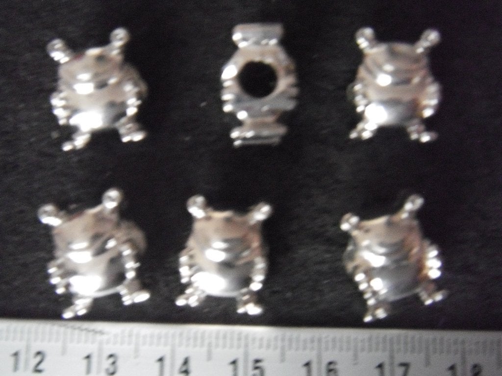 6 metalen kralen kikker met groot gat, Ophalen of Verzenden, Nieuw, Kraal