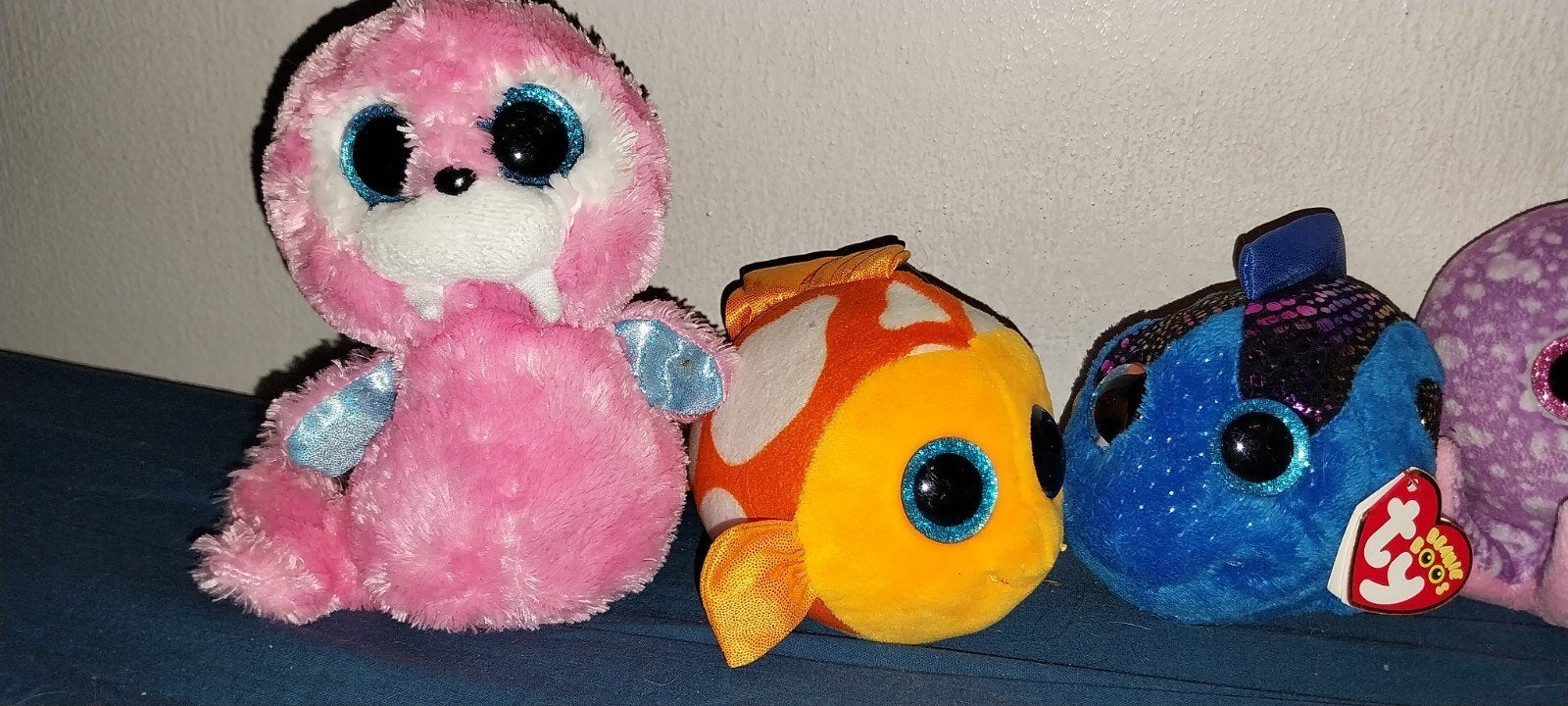 Ty Knuffels inktvis, zeehond, schildpad, vissen, walrus, Gebruikt, Overige karakters, Ophalen of Verzenden, Roze