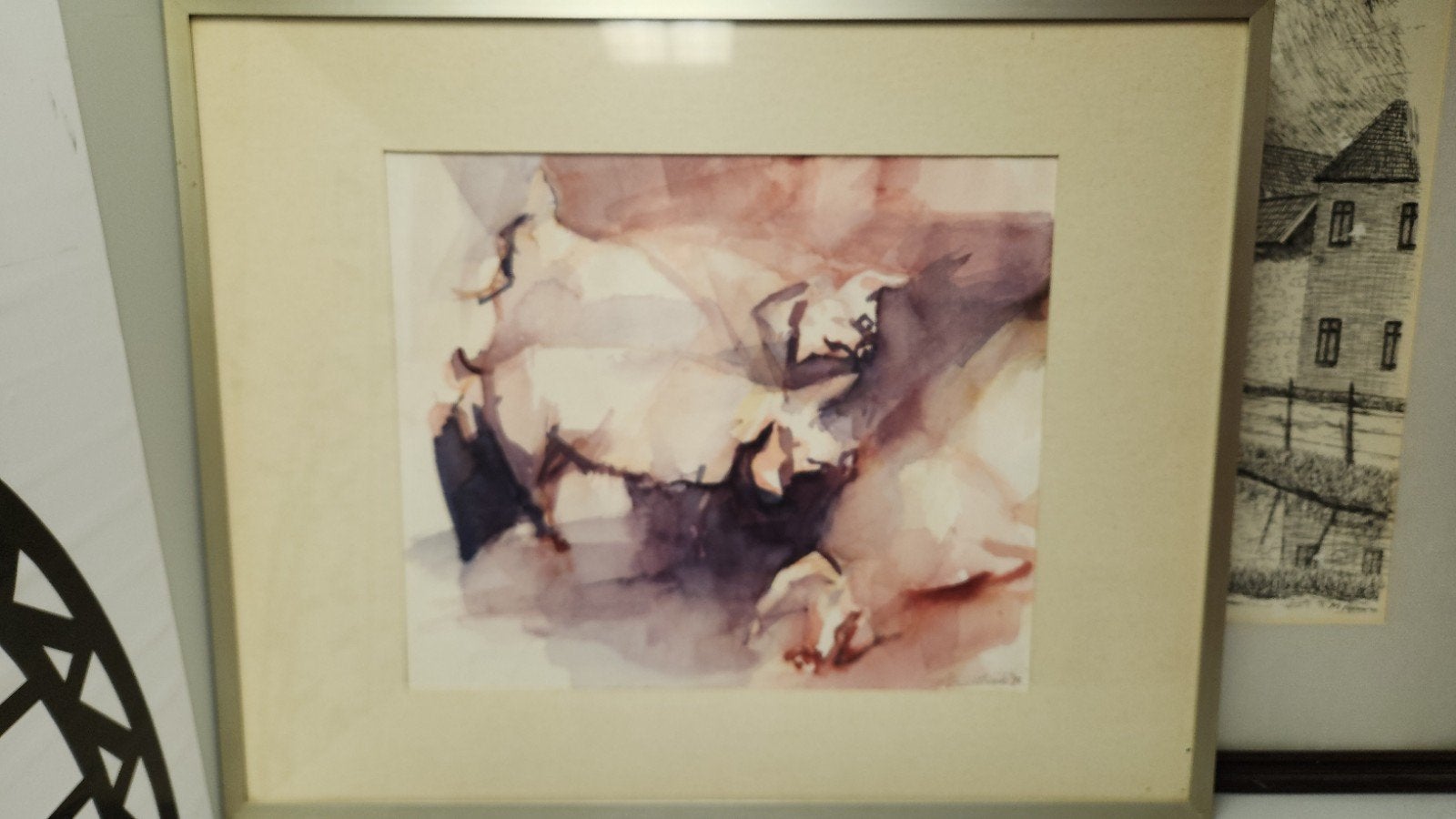 Aquarel van Duijvelshoff '74 - Abstracte Varkens, Ophalen