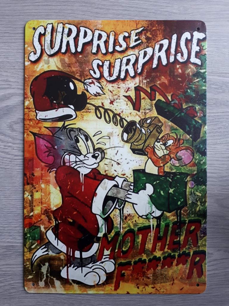 Tom En Jerry Suprise Motherfucker 20x30 cm Reclamebord, Ophalen of Verzenden, Nieuw, Reclamebord