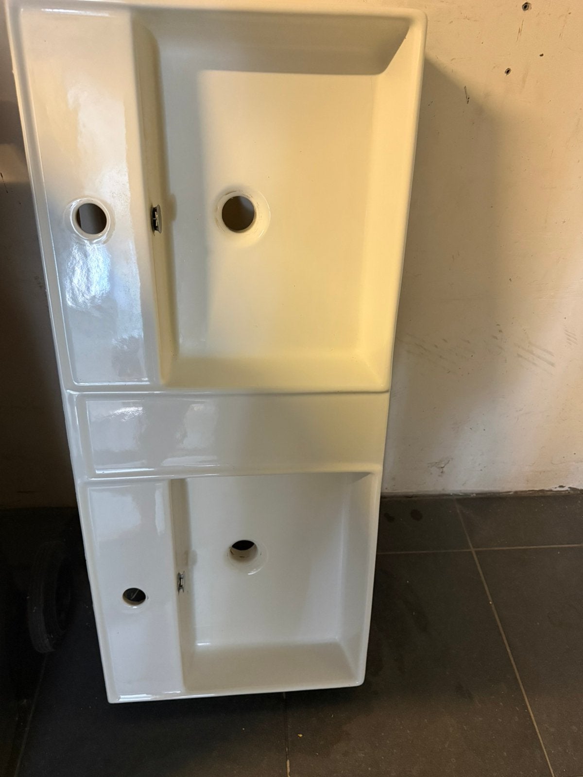 Wastafel dubbel.  Wit en Onbeschadigd, Huis en Inrichting, Badkamer | Badkamermeubels, Ophalen, 100 tot 150 cm, Zo goed als nieuw