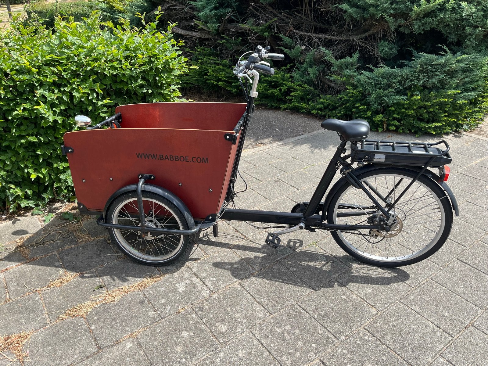 Babboe Big bakfiets met regenhoes - Elektrisch, Gebruikt, 3 kinderen, Elektrisch, Schijfrem
