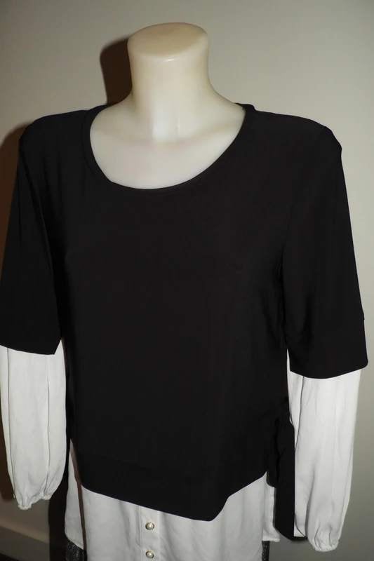 Joseph Ribkoff trui blouse look eraan zwart wit parel NIEUW, Maat 38/40 (M), Verzenden, Zwart, Joseph Ribkoff