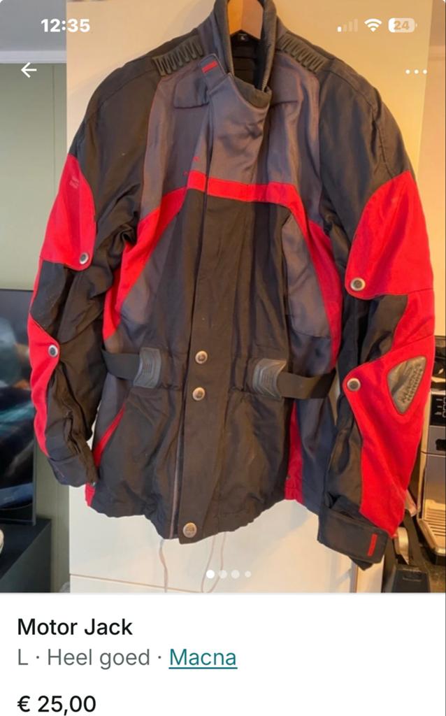 Macna Motorjas - Zwart/Rood, Maat L, Motoren, Kleding | Motorkleding, Jas | textiel, Heren, Tweedehands, Ophalen of Verzenden