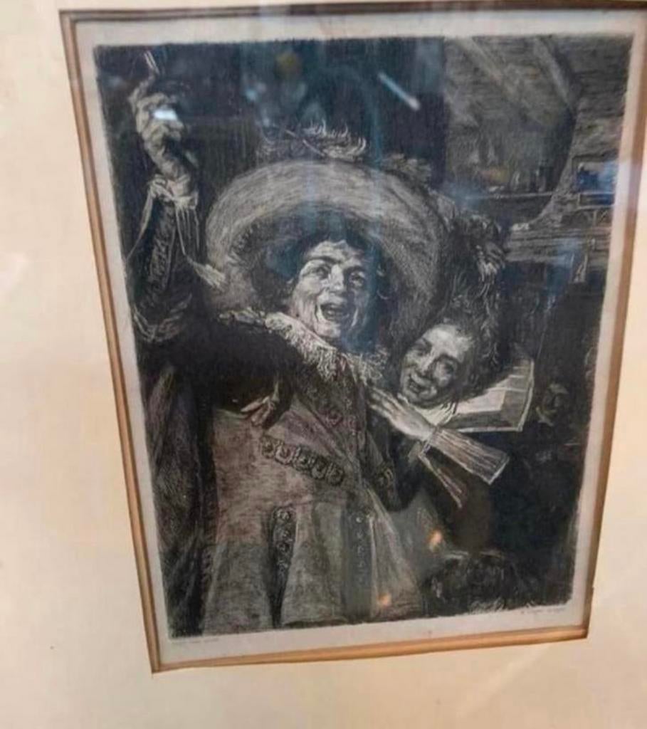Ets leuke oude ets gravure Frans Hals voorstelling, Antiek en Kunst, Kunst | Schilderijen | Abstract, Ophalen of Verzenden
