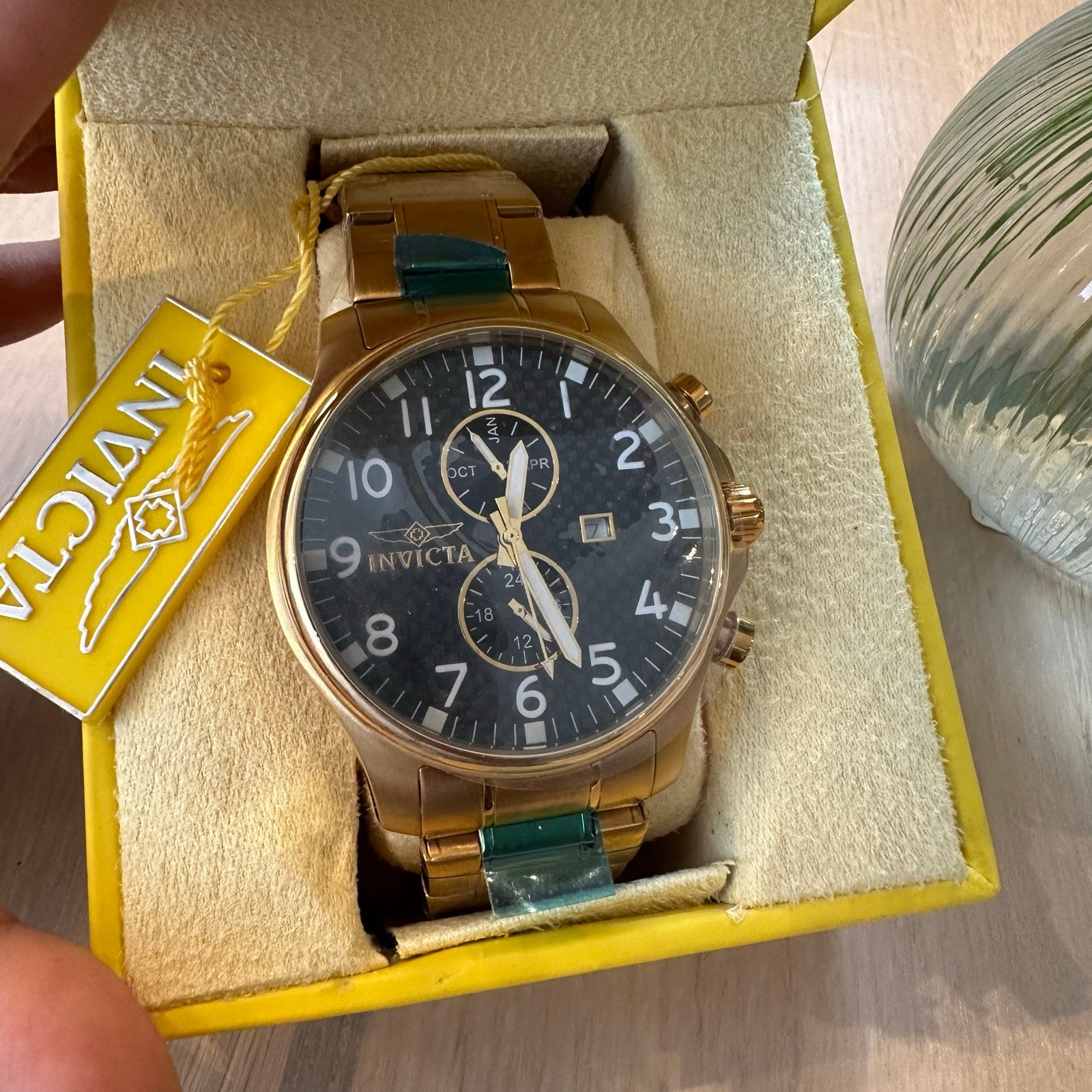 INVICTA Heren Horloge Goud - Nieuw in Doos, Overige merken, Staal, Polshorloge, Nieuw