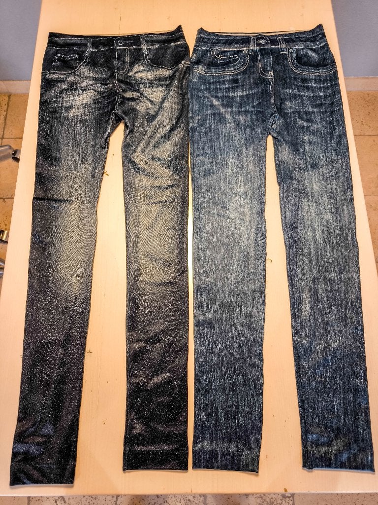 2 blauwe True Spirit-damesleggings, denimprint, maat 38-40, W30 - W32 (confectie 38/40), Verzenden, Blauw, True Spirit
