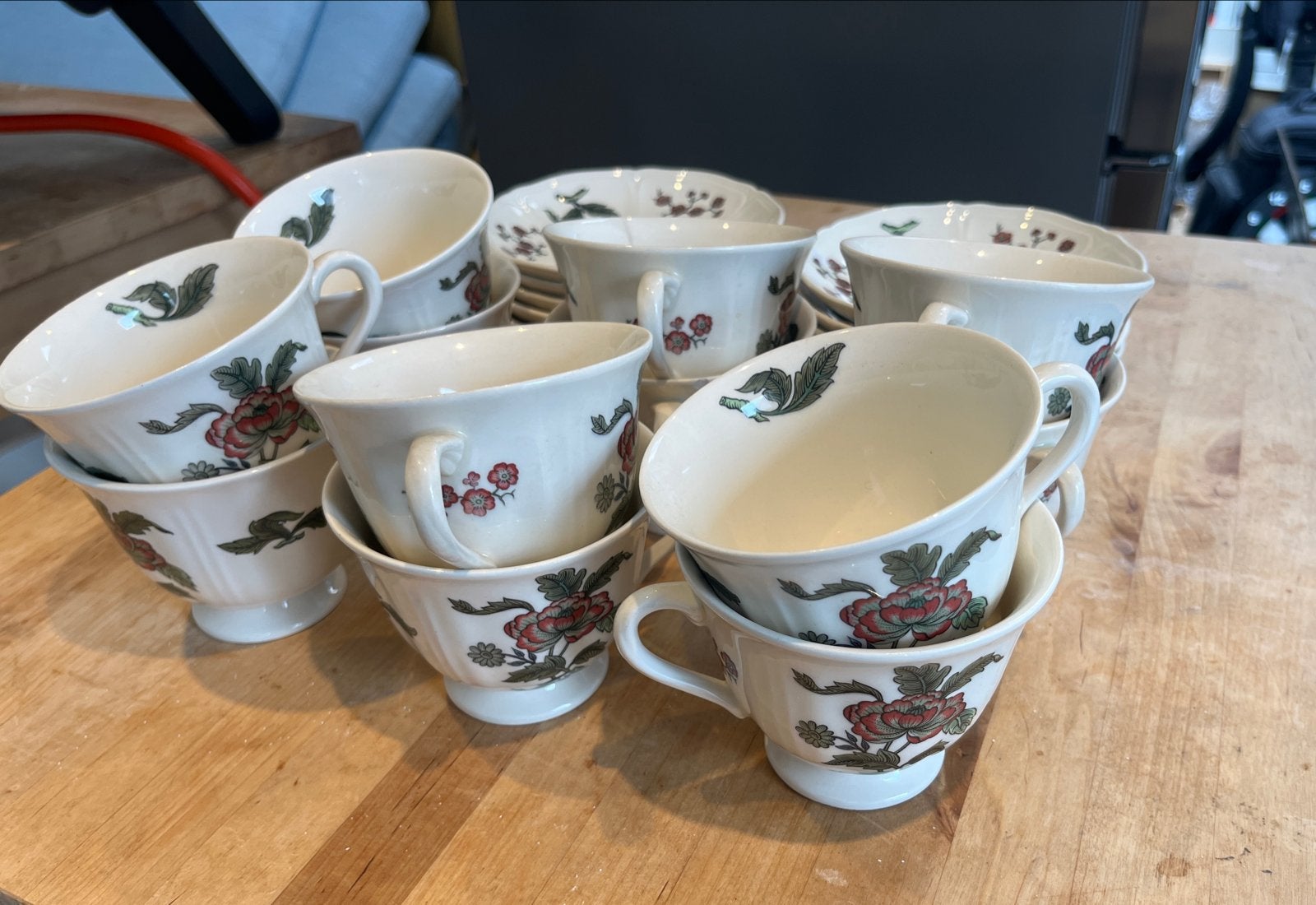 Wedgwood Etruria "Mandarin" kop en schotel set (12 stuks), Ophalen of Verzenden
