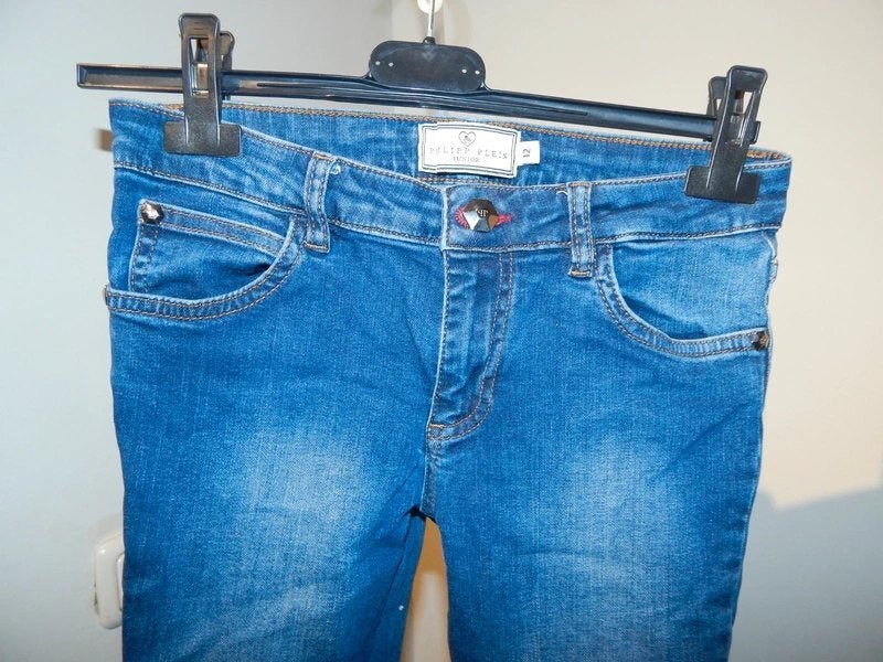 Philipp Plein jeans broek lovertjes zilver merk 12 jaar, Broek, Gebruikt, Philipp Plein, Verzenden