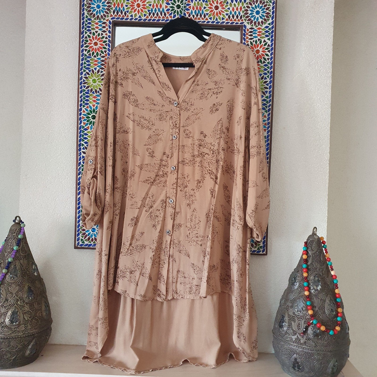 Made in Italy prachtige blouse jurk maat 46 zgan, Blauw, Maat 46/48 (XL) of groter, Ophalen of Verzenden, Zo goed als nieuw