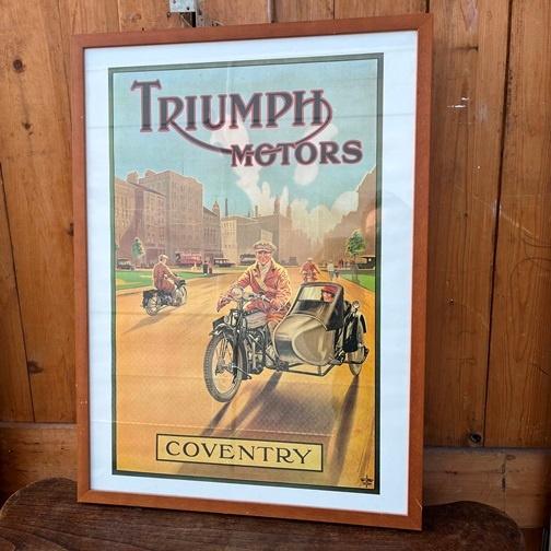 Poster Triumph Motors Coventry in lijst 53 cm x 73,5 cm, Ophalen, Rechthoekig Staand, Met lijst, Zo goed als nieuw