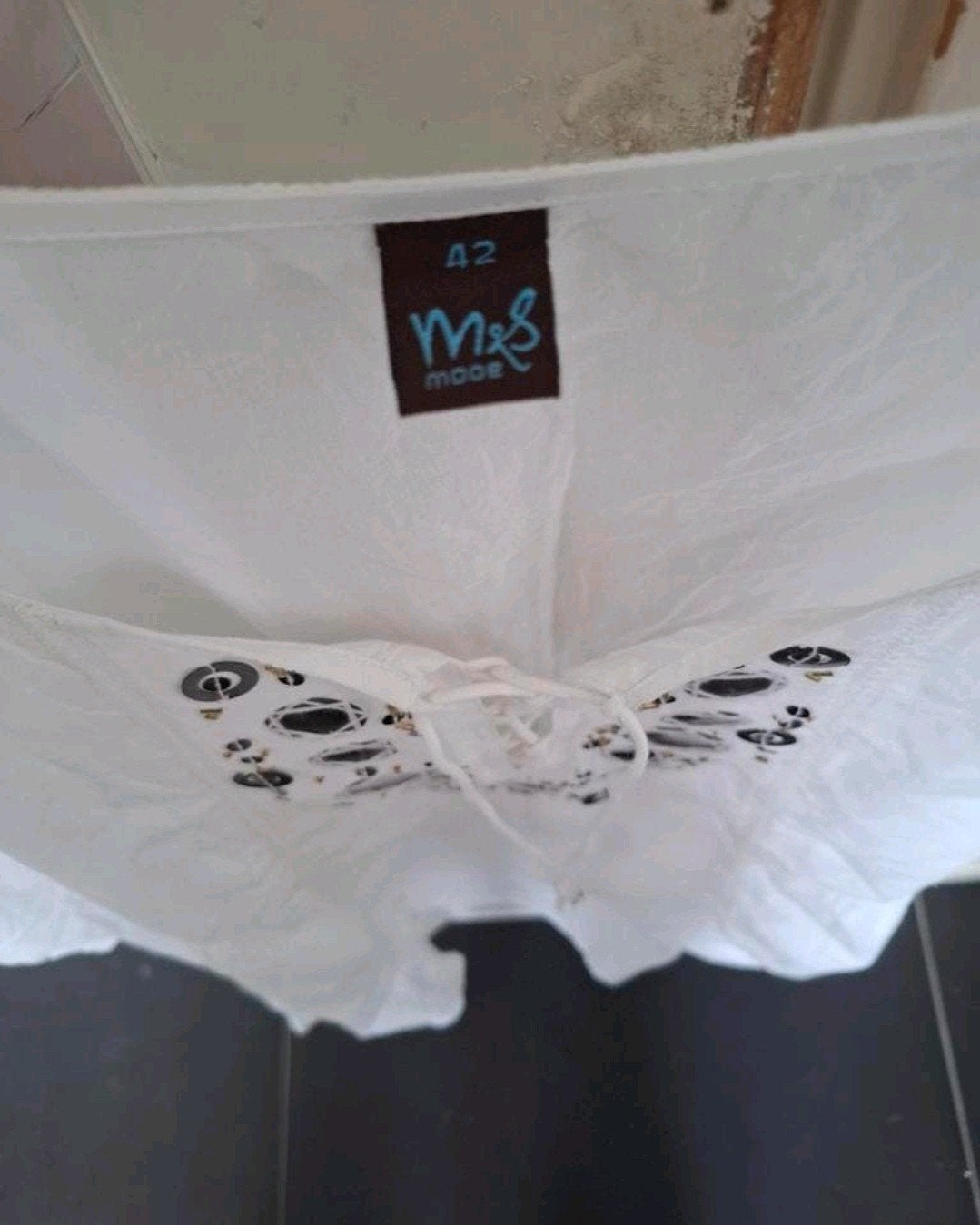M&S Witte Boho Blouse Maat 42 - 100% Katoen, Wit, Maat 42/44 (L), Ophalen of Verzenden, Zo goed als nieuw