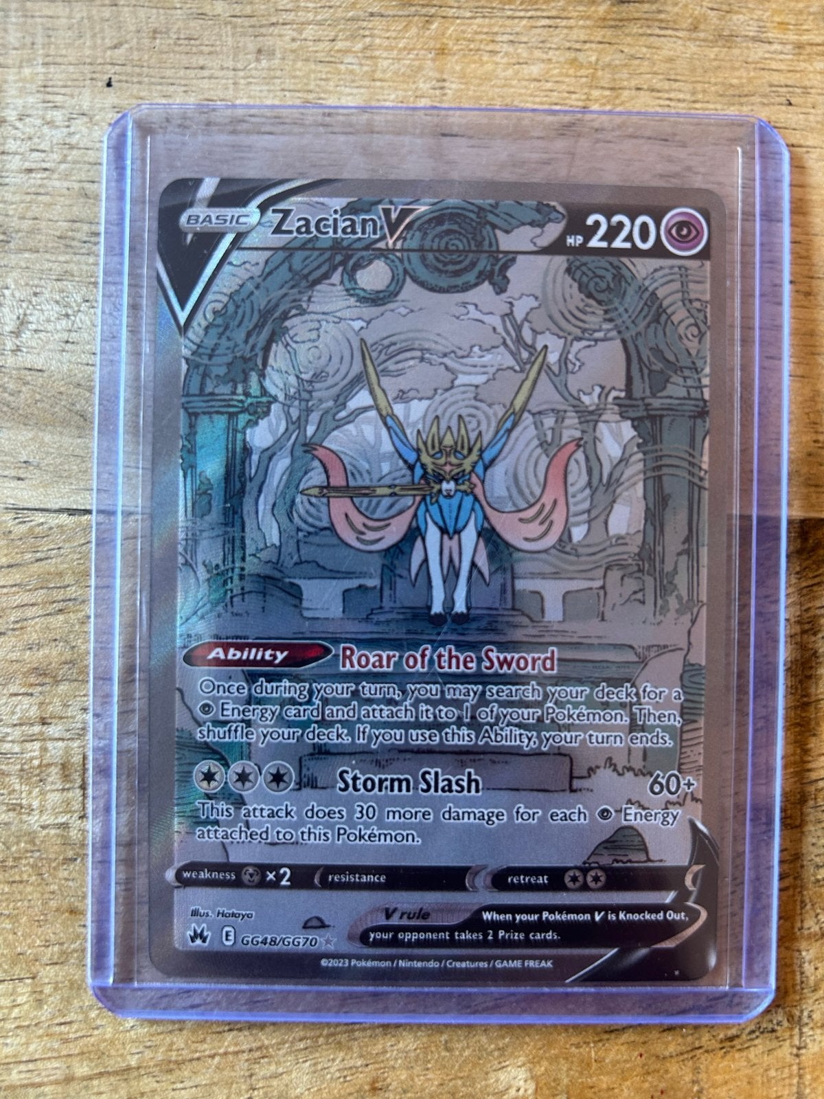 Pokémon Kaart Zacian V GG48/GG70 Crown Zenith, Ophalen of Verzenden, Zo goed als nieuw, Losse kaart