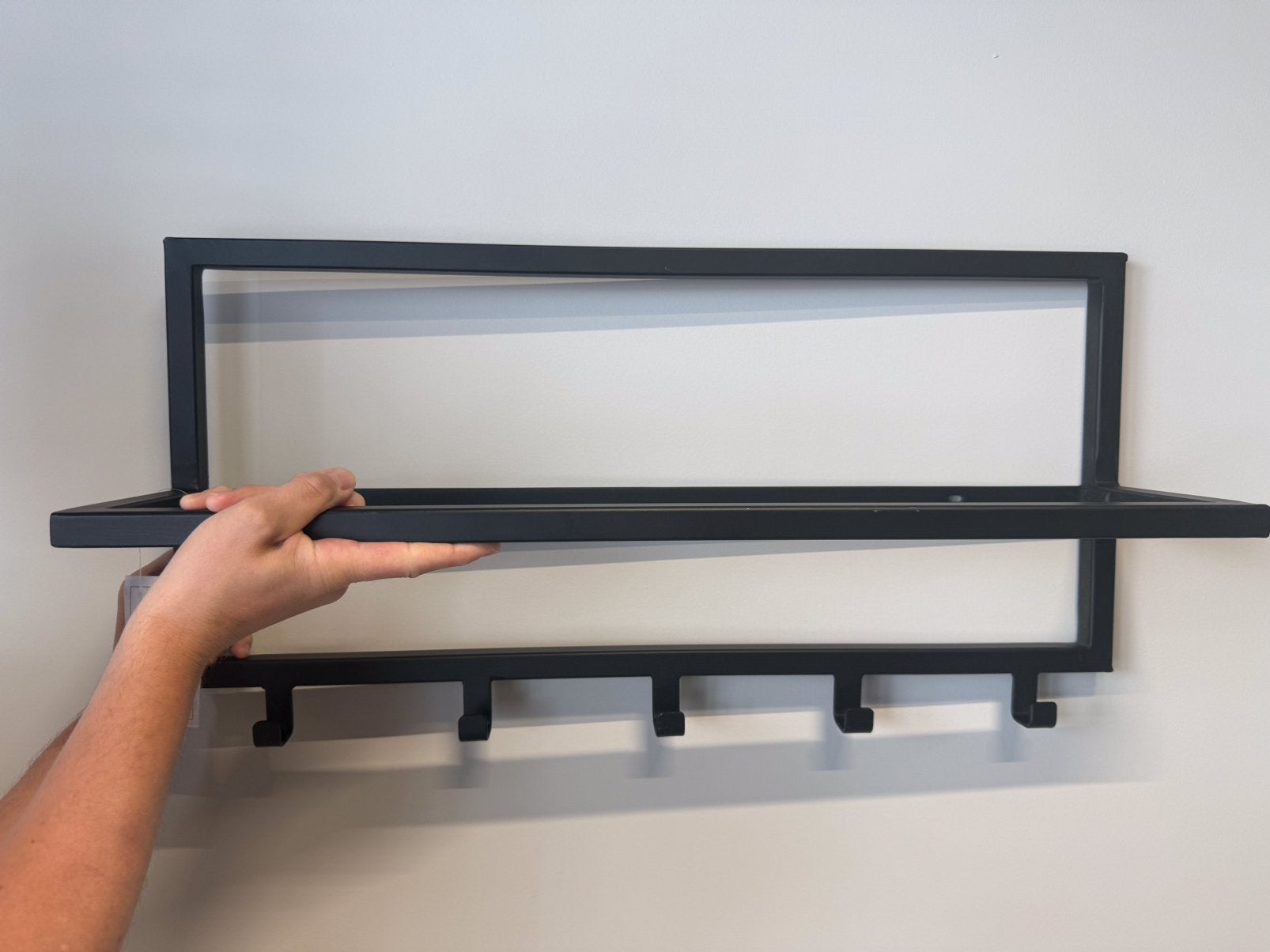 BRIX Wandkapstok Zwart Metaal met Plank en Haken, Wandkapstok, Nieuw, Ophalen of Verzenden, Minder dan 100 cm