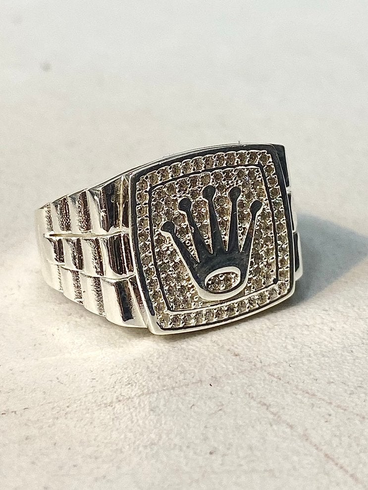 Zilveren ICED Rolex Ring, Ophalen of Verzenden, Zo goed als nieuw, 17 tot 18, Dame