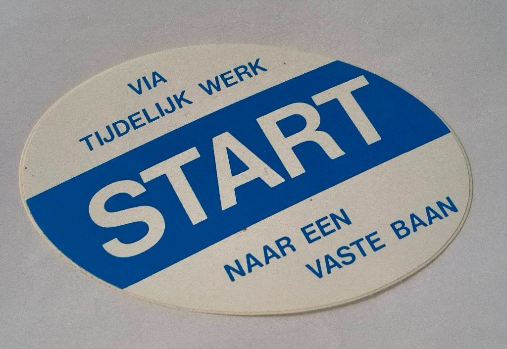 Sticker Start uitzendbureau, Verzamelen, Ophalen of Verzenden, Zo goed als nieuw, Bedrijf of Vereniging