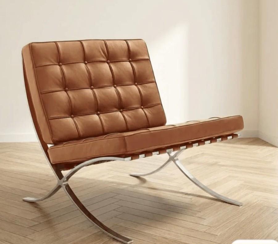Fauteuil cognac eamnes replica, Ophalen, Gebruikt, 75 tot 100 cm, 50 tot 75 cm