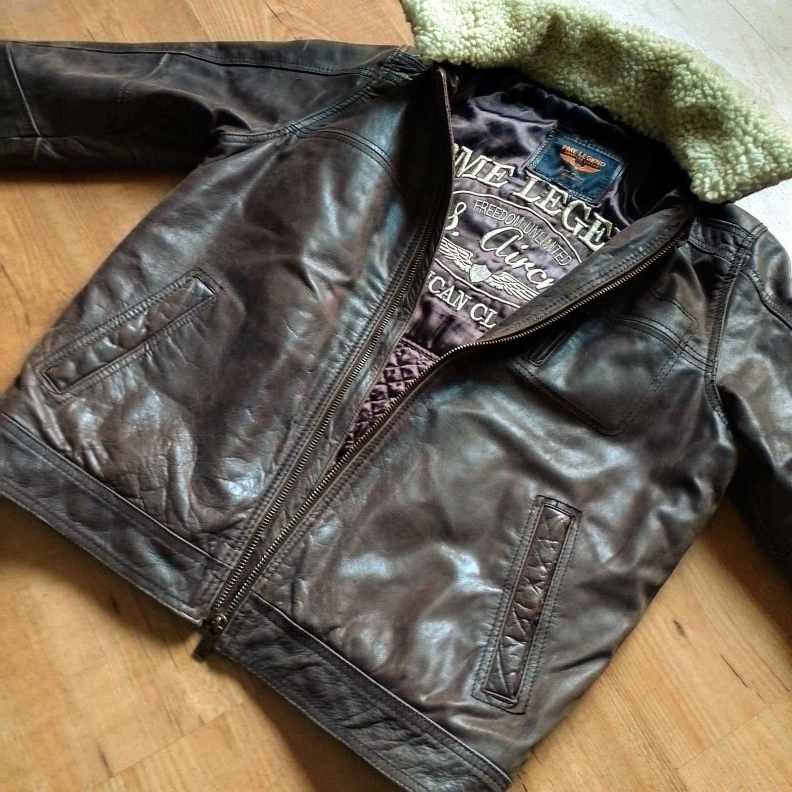 Fraai leren PME LEGEND piloten jack!, Maat 52/54 (L), Bruin, Pall Mall PME Legend, Ophalen of Verzenden