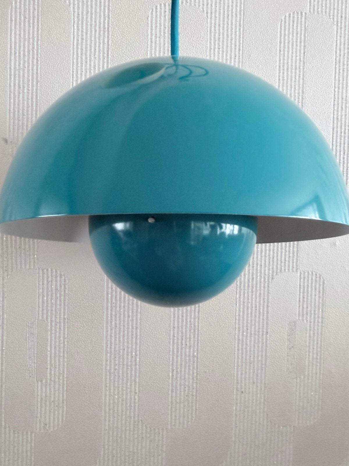 Verner Panton Flowerpot VP1 hanglamp - Turquoise, Huis en Inrichting, Ophalen of Verzenden, Zo goed als nieuw, Metaal, E27 (groot)