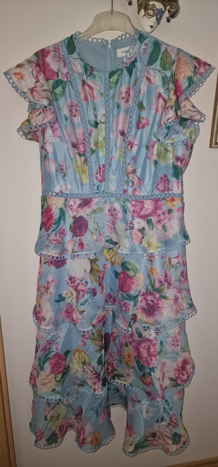 Coast Lace Trim Tiered Organza Midi Jurk EU 46 Nieuw, Meerkleurig, Maat 46/48 (XL) of groter, Nieuw, Ophalen of Verzenden