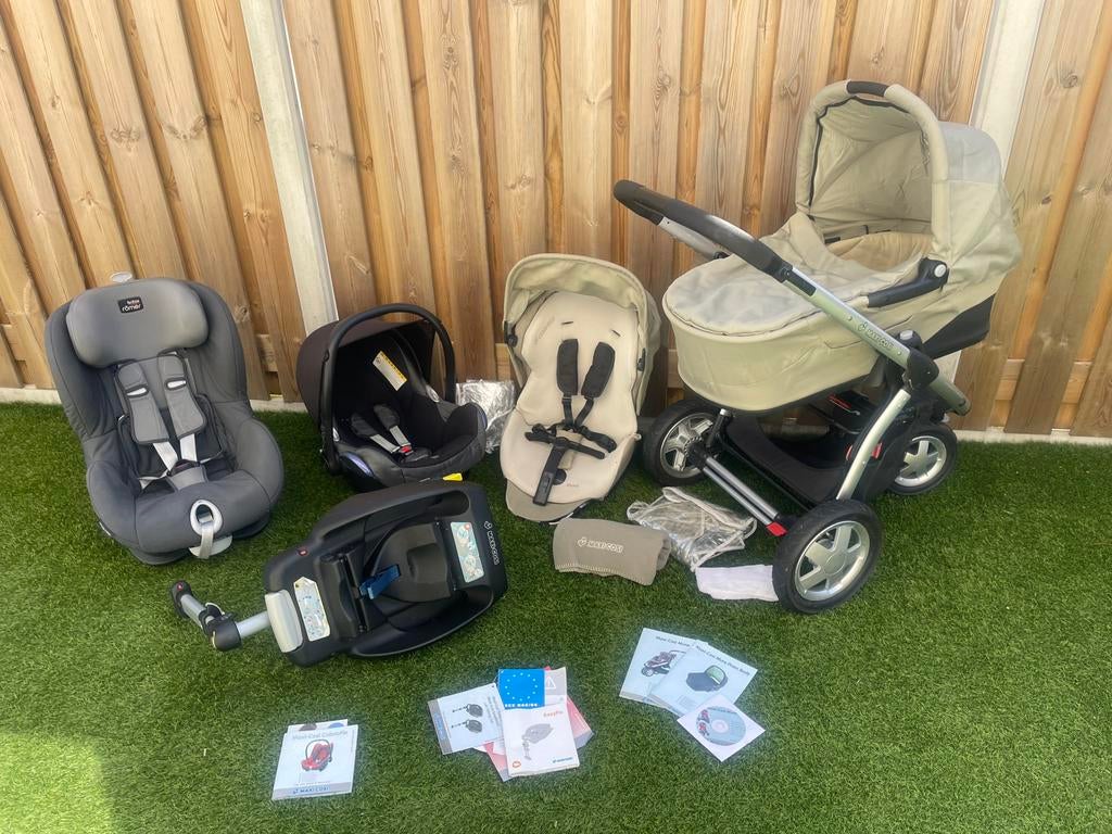 Complete 3-in-1 Maxi Cosi kinderwagen + easyfix en autostoel, Ophalen, Gebruikt, Verstelbare duwstang, Combiwagen