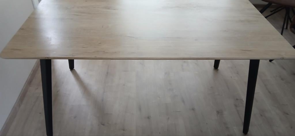 eetkamer tafel met zwart stalen poten, Huis en Inrichting, Tafels | Eettafels, Zo goed als nieuw, 150 tot 200 cm, Rechthoekig
